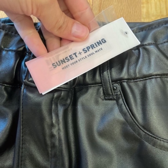 Sunset + Spring black faux leather mini skirt with red side stripes - Picture 3 of 11